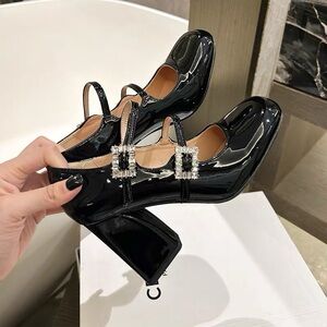 Black Patent Leather Mary Jane Heels